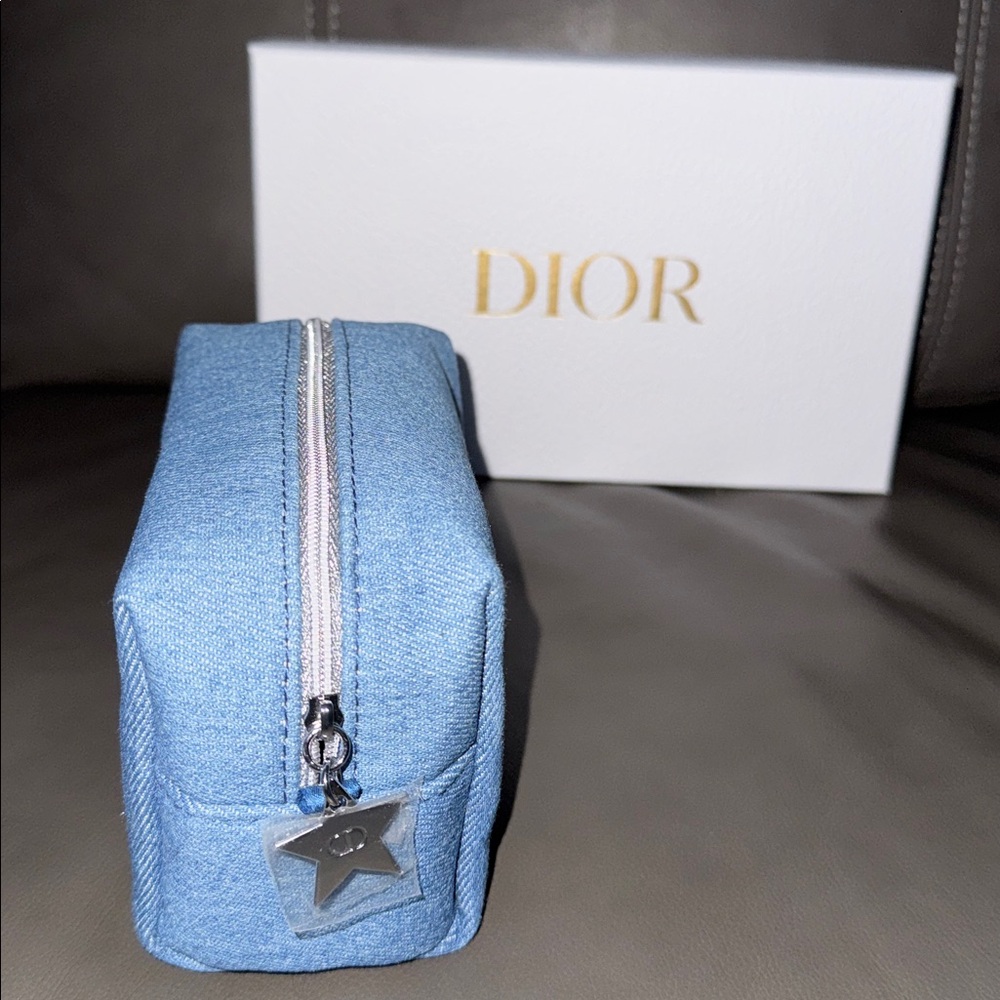 Dior Denim Blue Cosmetic Bag ✨GWP w/ Box - Picture 2 of 4
